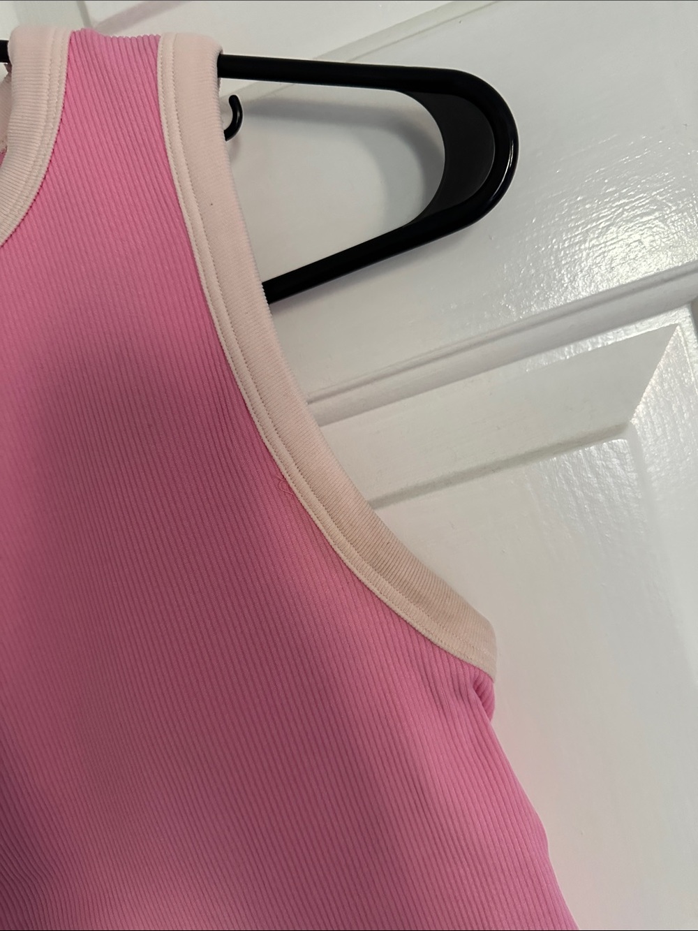 all in motion Pink Ribbed Tank with Cream Trim - Picture 2 of 7